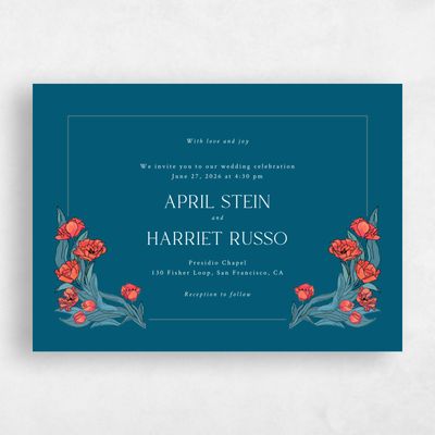 Teal Blue Wedding Invitation - Willmore Landscape