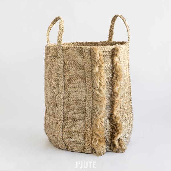 BAZAR TALL FRINGE JUTE BASKET