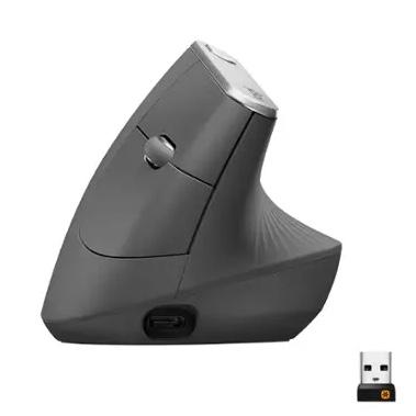 Logitech - MX Vertical Advanced Wireless Optical Ergonomic Mouse with USB and Bluetooth Connection - Wireless - Graphite