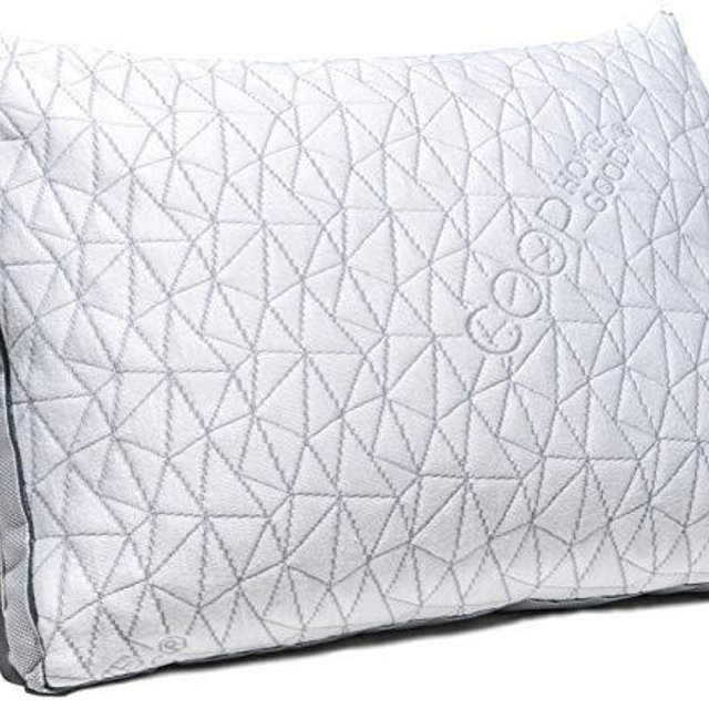 Coop Home Goods - Eden Shredded Memory Foam Pillow with Cooling Zippered Cover and Adjustable Hypoallergenic Gel Infused Memory Foam Fill - Standard