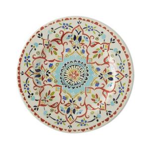 Iznik Tile Melamine Dinner Plates, Red & White Floral