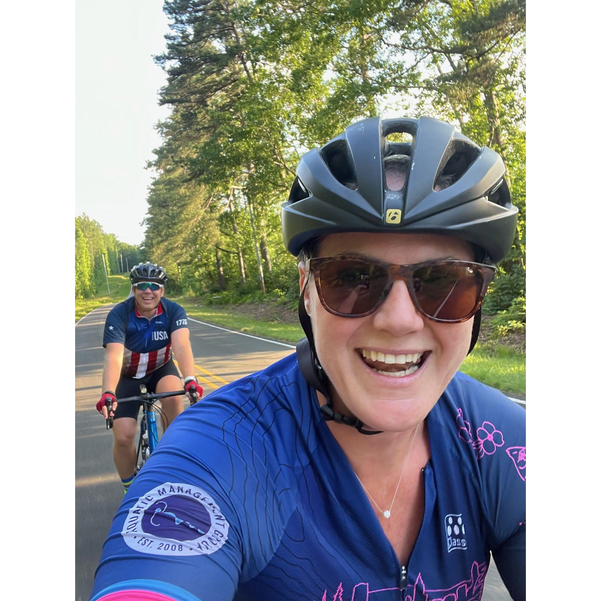 Lauren got Pearce a bike so she could get back to sport she loves and sucker him into it as well.