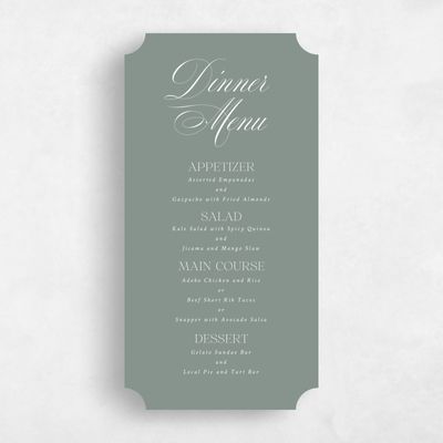Deep Sage, Green Wedding Menu - Hunter