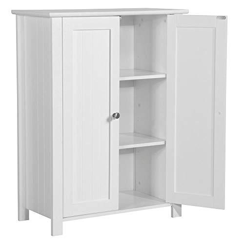Yaheetech Bathroom Floor Storage Cabinet Space Saver Organizer Double Door Adjustable Shelf 23.6in L x 11.8in W x 31.5in H