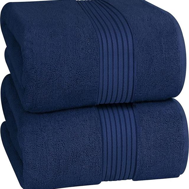 Utopia Towels - Luxurious Jumbo Bath Sheet 2 Pack - 600 GSM 100% Cotton Highly Absorbent and Quick Dry Extra Large Bath Towel - Super Soft Hotel Quality Towel (35 x 70 Inches, Navy)