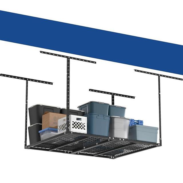 GIOTORENT 3x4FT Heavy Duty Overhead Garage Storage Rack - Adjustable Ceiling Shelving with 450lbs Weight Capacity, Metal Garage Organization System, Black