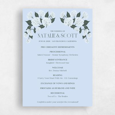 Pale Blue Wedding Program - Bellis