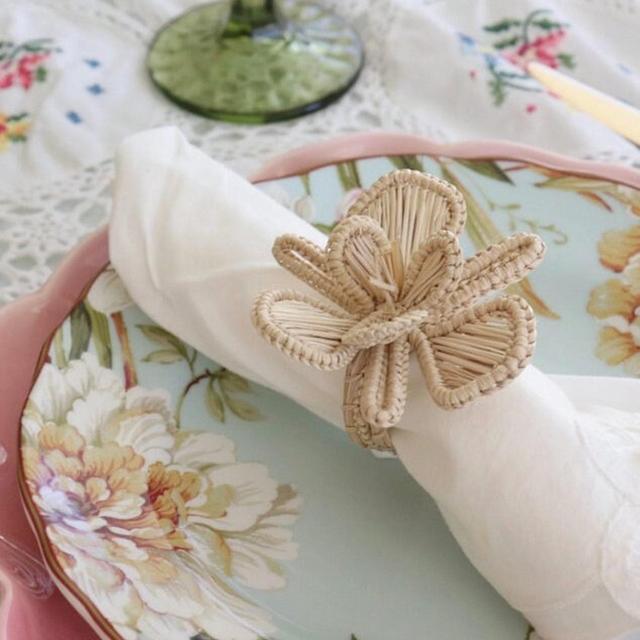 Elegant Orchid Woven Napkin Rings (Set of 2) - Perfect as Thanksgiving Napkin Rings or for Christmas Napkin Rings