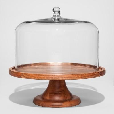 Round Glass & Wood Dessert Stand - Threshold™