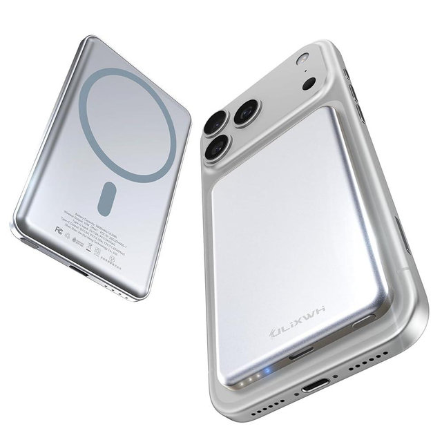 [0.3" Ultra Slim] [Alloy-Made] ULiXWH for Magsafe Portable Charger for iPhone, 2026 Upgrade 5000mAh Fast Charging Magnetic Power Bank, Wireless Battery Pack for iPhone 17 Air 16 15 Pro Max 14, Silver