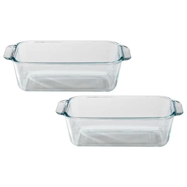 Pyrex Basics 1.5 qt Glass Loaf Food Storage Dish (2-Pack)