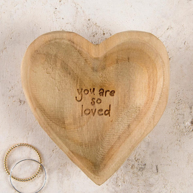 Wooden Heart Trinket Jewelry Dish - You Are Loved