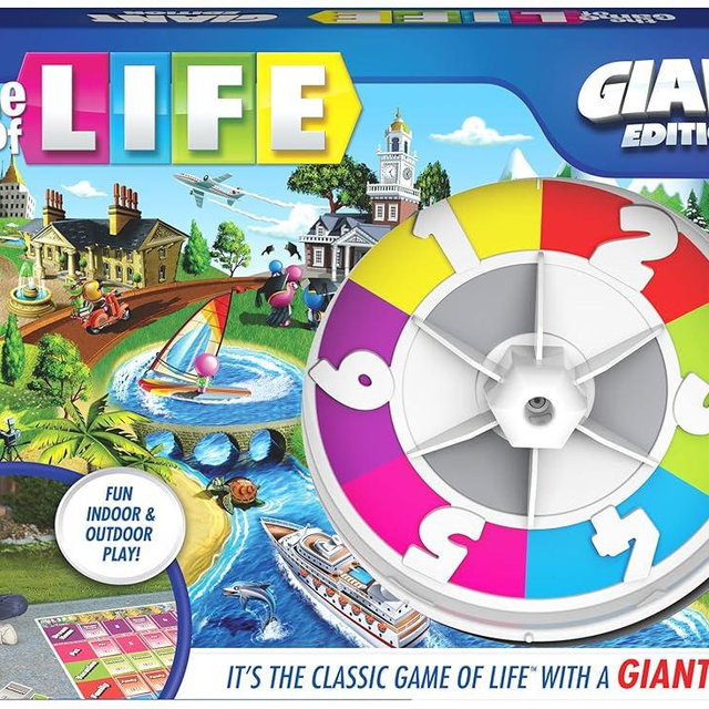 The Game of Life, Giant Edition Family Board Game Indoor/Outdoor Fun Game with Big Oversized Gameboard Cards Spinner, for Adults and Kids Ages 8 and up