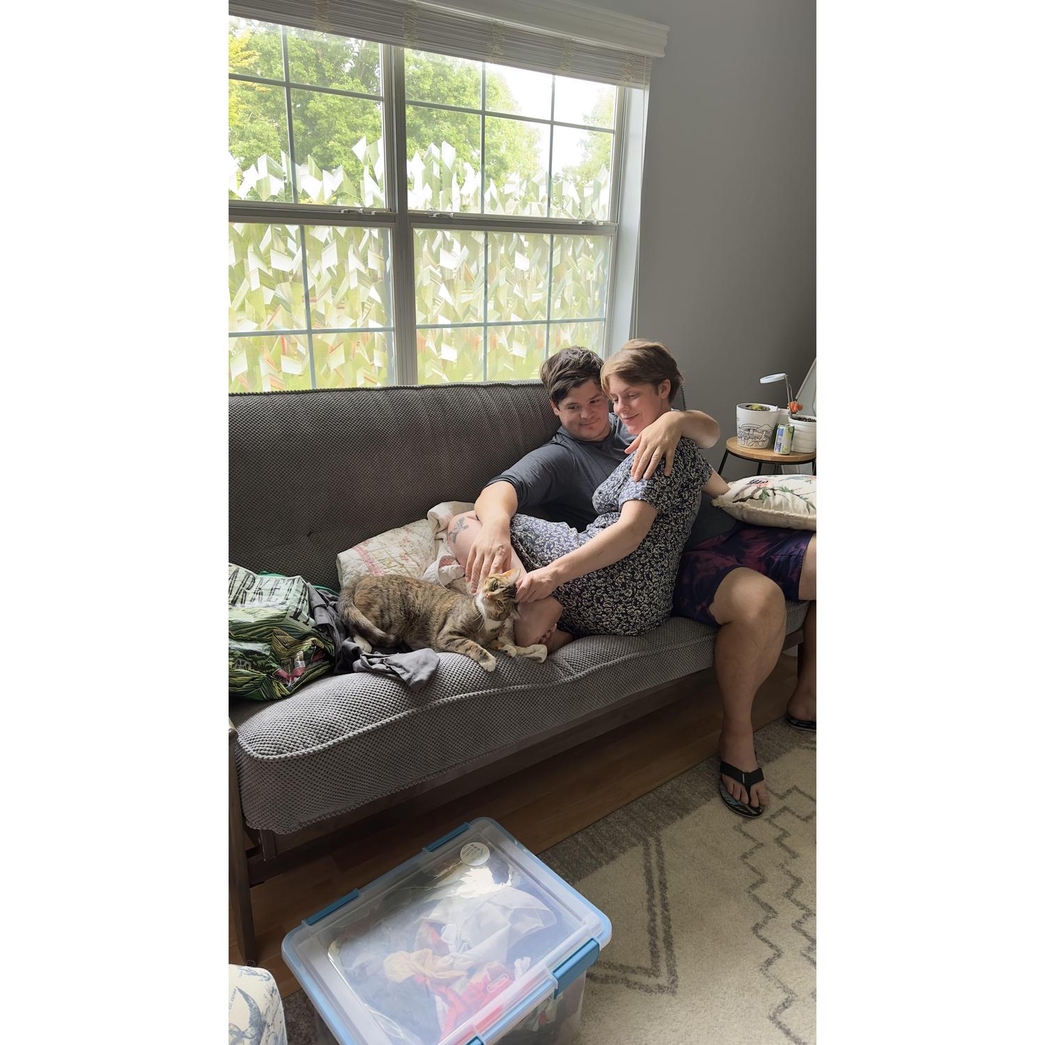 Our friend Zee let us stay with her after our lease came up two weeks before we moved out west, and caught this moment on camera. May 2024