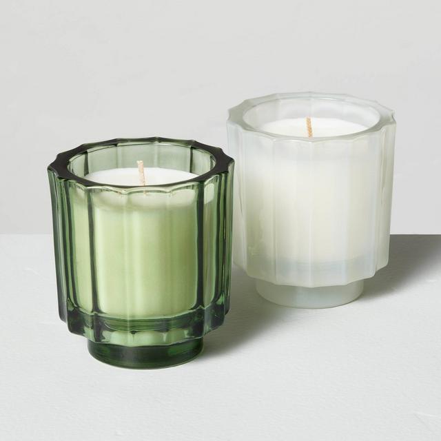 2pk Fluted Glass Candle Gift Set - Cypress & Pine/Mulled Spice 4.6oz - Hearth & Hand™ with Magnolia
