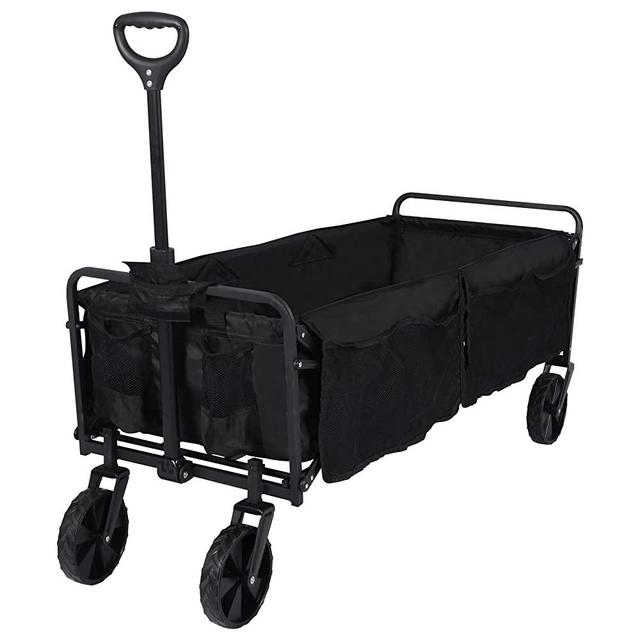 REDCAMP Extended Folding Wagon Cart Heavy Duty, 156L Large Extra Long Collapsible Utility Wagon with Wheels and Side Storage for Camping Garden Shopping