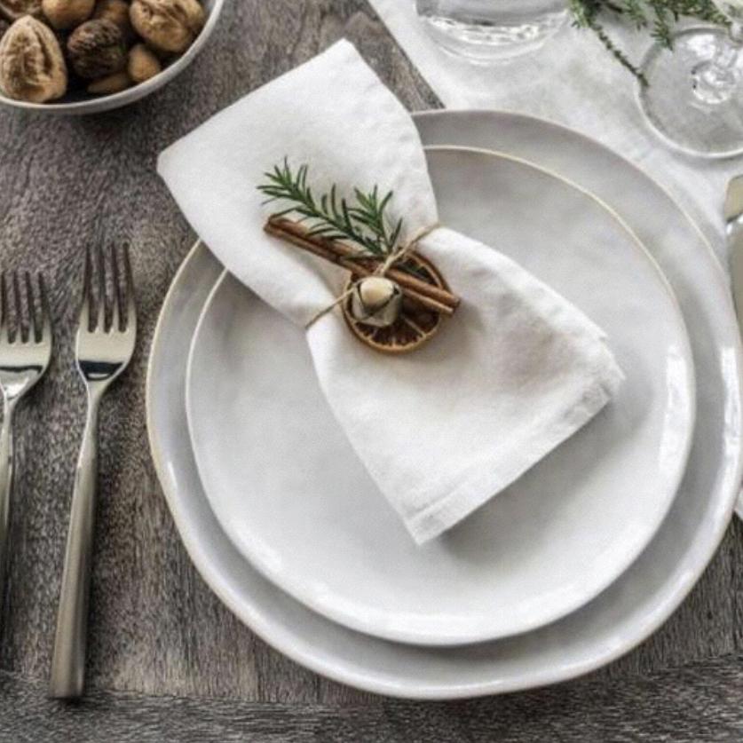 6 Simon Pearce Burlington Dinner Plates — Cloud