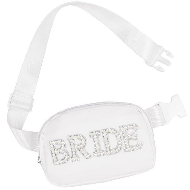 Lamyba Bachelorette Gifts for Bride Fanny Pack, Bride to be Gifts, Bridal Shower Gifts for Wedding Day Bachelorette Party Engagement Honeymoon, Pearl Bride Waist Bag White