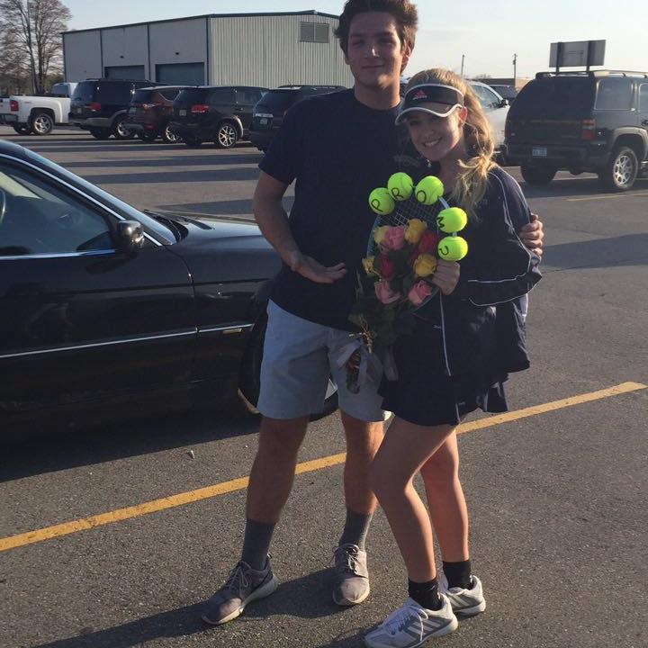 Prom proposal after one of Carolina's high school tennis matches
