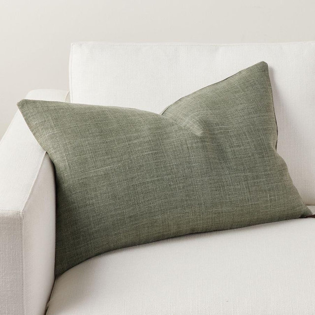 Belgian Linen Lumbar Throw Pillow Cover, 16" x 26", Sage Grass