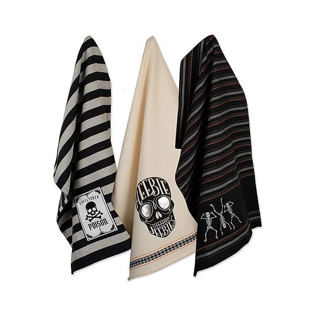 DII Halloween Dishtowel Set, Set of 3, Skeleton 3 Piece