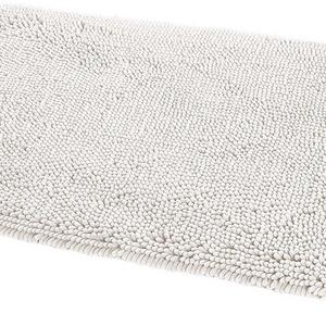 AmazonBasics Non-Slip Microfiber Shag Bath Rug, 21" x 34", White