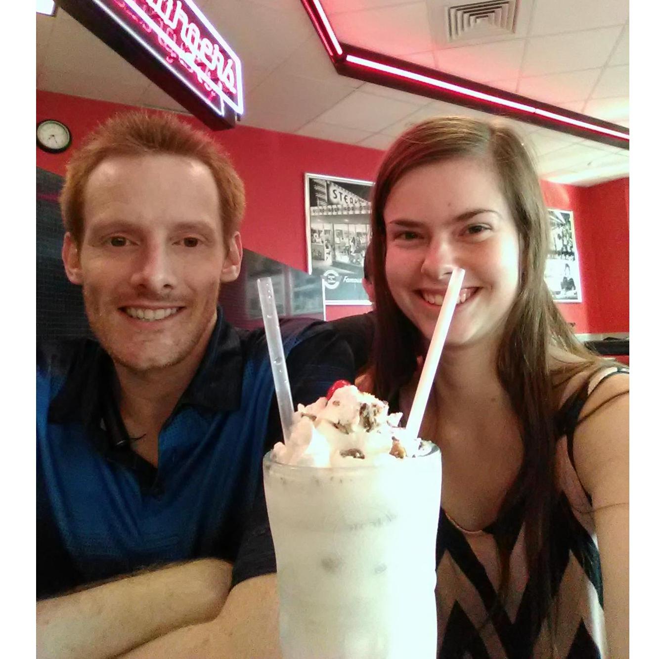 Our first date. We watched "The Secret Life of Pets 2" and enjoyed some good burgers and shared a Steak N' Shake famous milkshake.