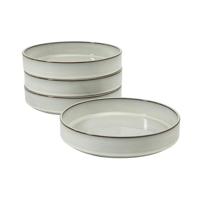 Bloomhouse - Two Time Oprah's Favorite Things WInner - Santorini Mist 4-Piece 8.6-Inch Terracotta Pasta Bowl Set – Moonstone White, Reactive Glaze Round Shallow Walled Dinner & Serving Bowls