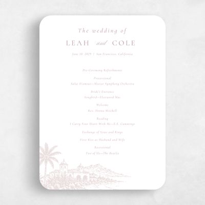 White Rounded Wedding Program - Océan