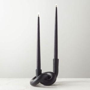 CB2 Asha Black Knotted Double Taper Candle Holder