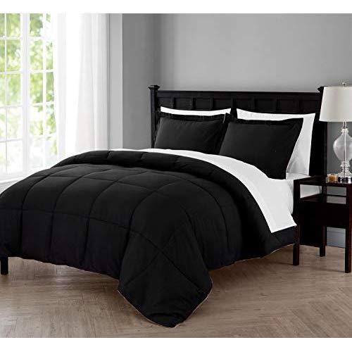 VCNY Home | Lincoln Reversible 7-Piece Bed-in-a-Bag Comforter Set, Queen, Black/White