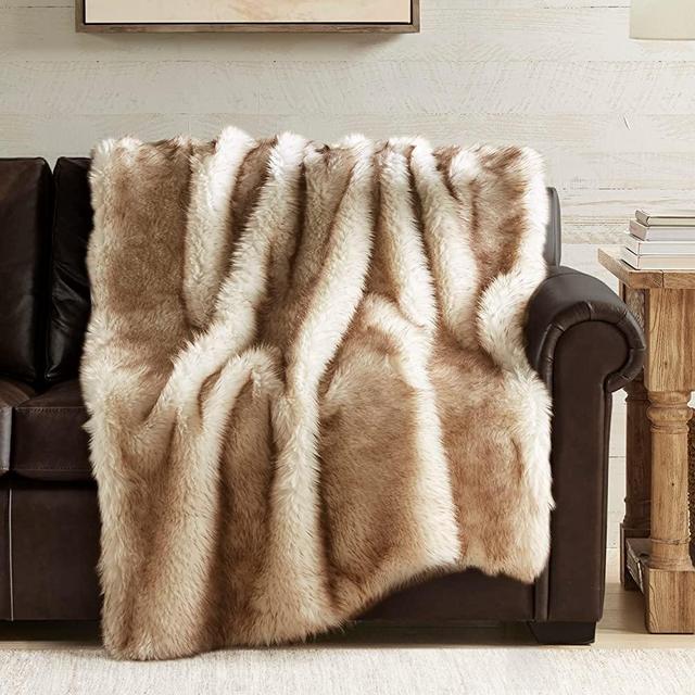 Hyde Lane Faux Fur Throw Blanket As a Gift ,Luxury Fluffy Fox Golden Blankets for Home Couch, Fuzzy Plush Animal Coat Color Throws for Decoration,50x60