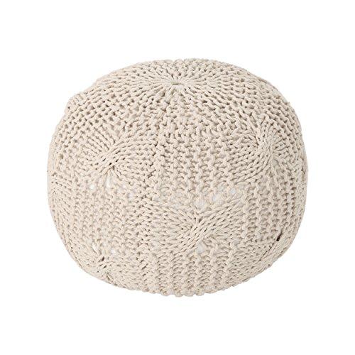 Christopher Knight Home Ansel Knitted Cotton Pouf, Beige