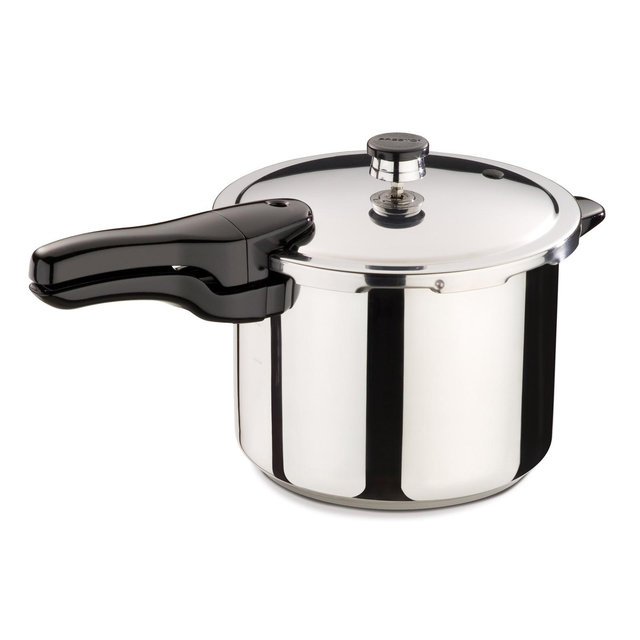 Presto 01362 6 Quart Stainless Steel Pressure Cooker with Tri Clad Base, Steam Release Indicator, and Cooking Rack for Kitchen, Silver