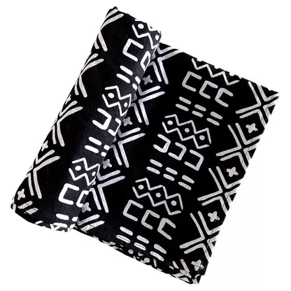 Muslin Swaddle, Black/White Mudcloth