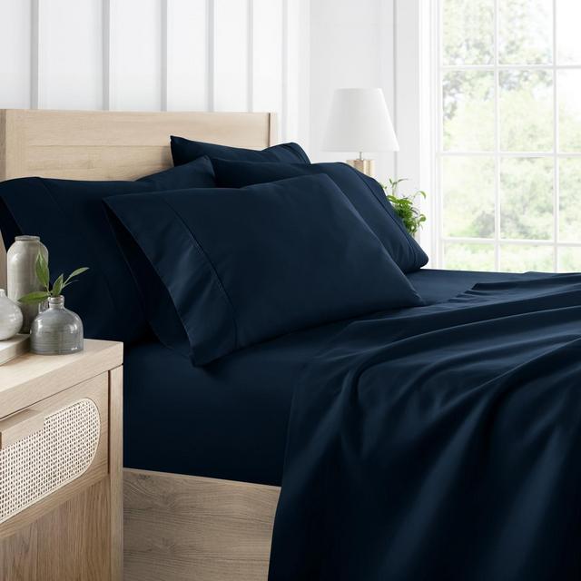 Solid 6 Piece Sheet Set - Ultra Soft - Becky Cameron , Navy, Full