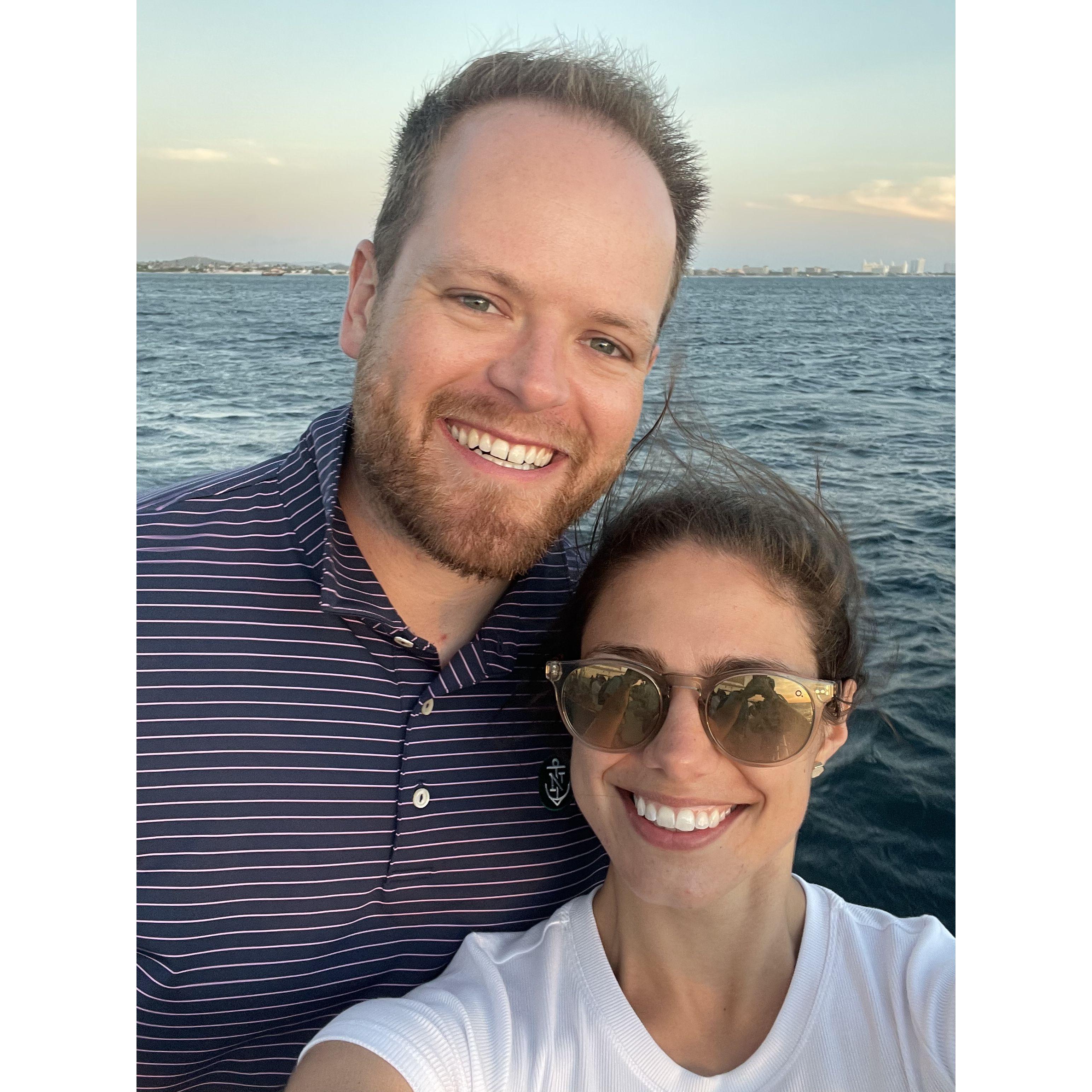 Sunset boat ride in Aruba