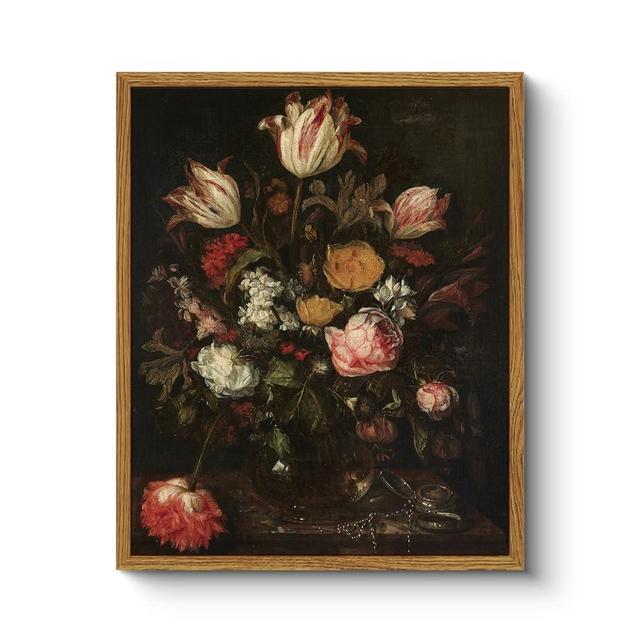 ARPEOTCY Floral Framed Wall Art, Flower Bathroom Art Decor Aesthetic, Canvas Art, Vintage Wall Decor for Bedroom Living Room, Office Still Life Paintings, 9x11 Inch