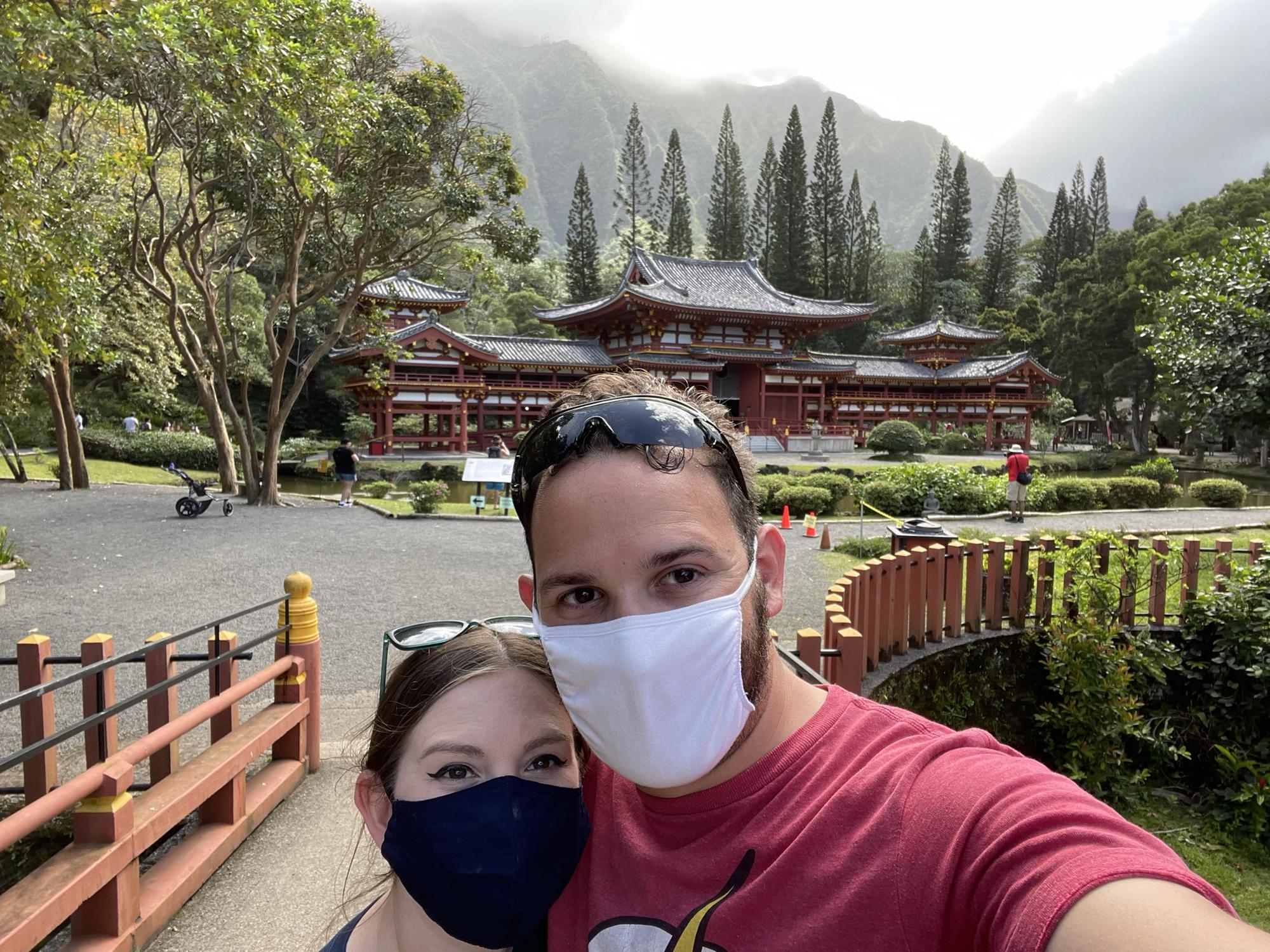 At the Byodo-In Temple in Oahu