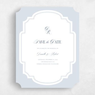 Blue Ticket Wedding Save the Date - Marisol Portrait