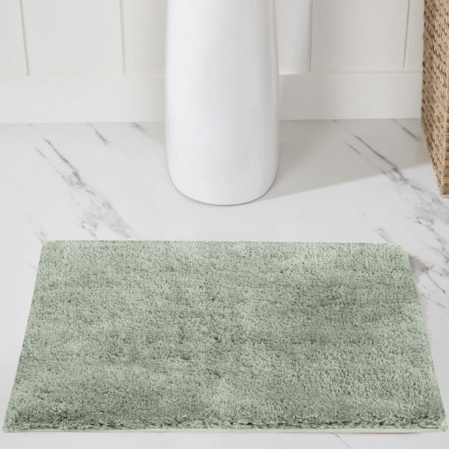 Haven Collection Bathroom Rug 100% Polyester Tufted Bath Mat, 17x24 Rectangle, Non-Slip TP Rubber Back Machine Washable Bath Rug-Dark Sage