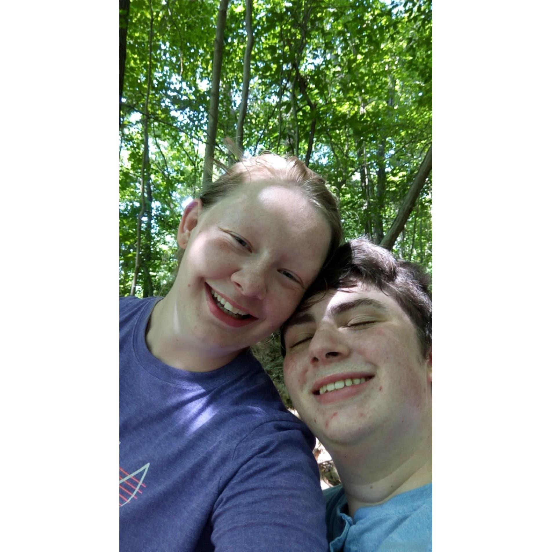 One of our hundreds of hikes together. We love spending time in nature together!
