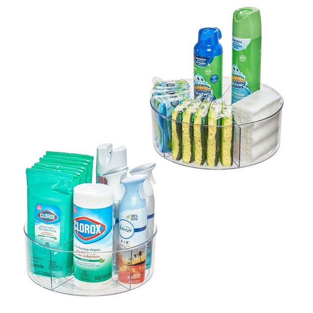iDesign Divided 11.5-inch Lazy Susan for Kitchen and Pantry - Set of 2 - Clear