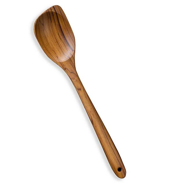 Corner Wooden Spoon, Right Hand Scraper, 13.5" FAAY Wood Spoons for Cooking Handcraft from Teak | Durable, Healthy, High Heat and Moist Resistance for Non Stick Cookware