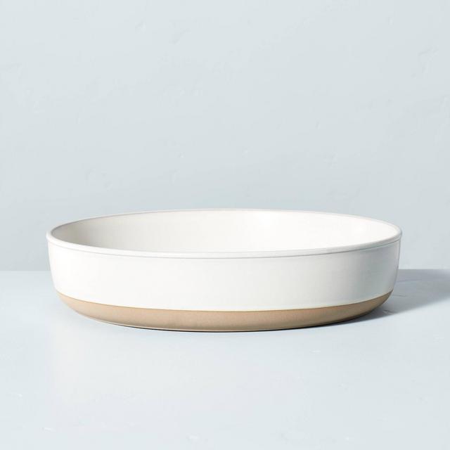 Large Modern Rim Stoneware Serving Bowl Matte Sour Cream - Hearth & Hand™ with Magnolia