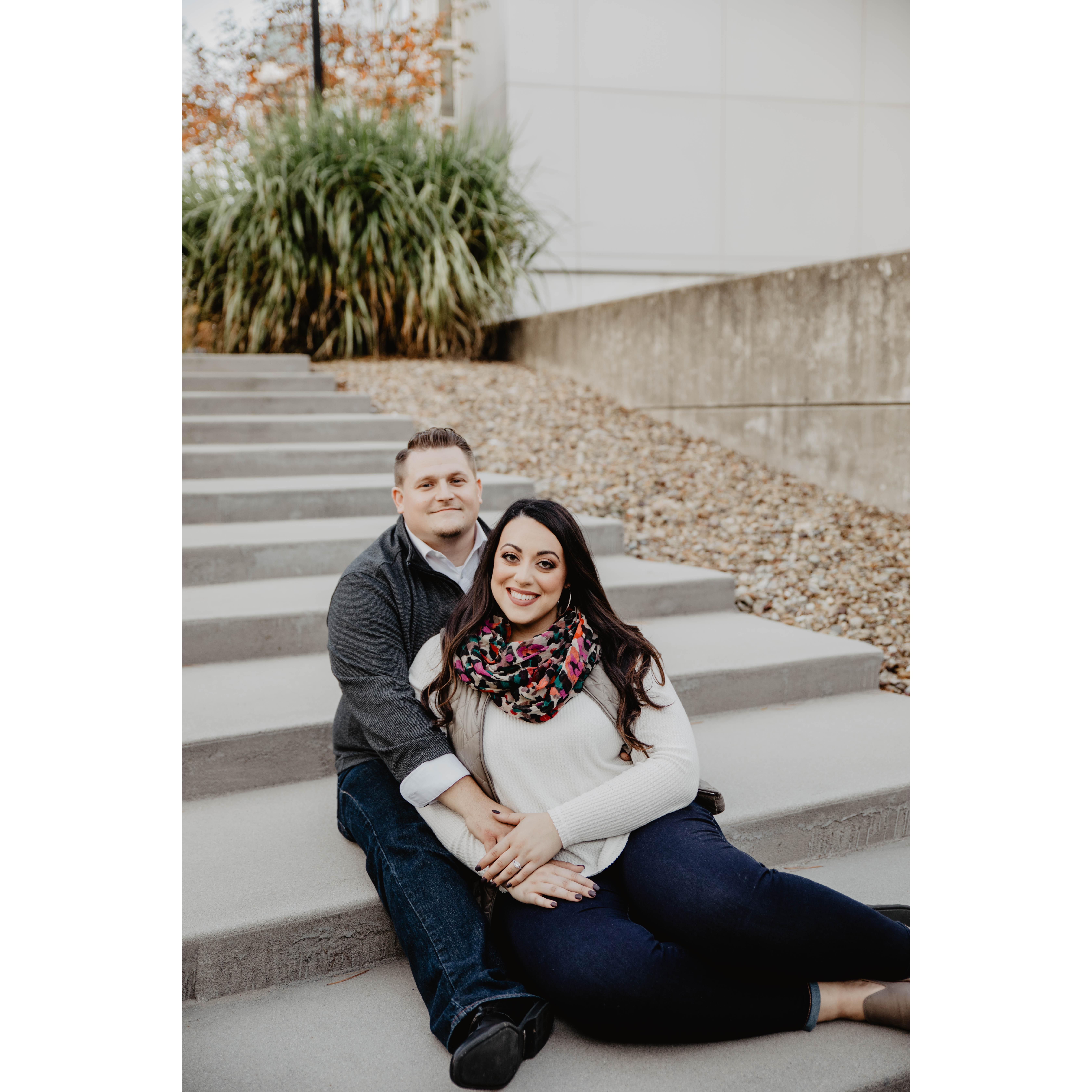 Engagement pictures on campus at Youngstown State