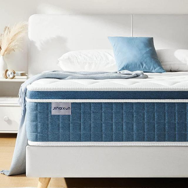 Jingxun King Mattress, 12 Inch Hybrid Mattress with Gel Memory Foam,Motion Isolation Individually Wrapped Pocket Coils Mattress,Pressure Relief,Back Pain Relief& Cooling King Bed, King Size Mattress