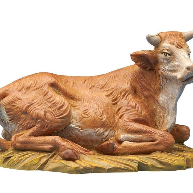 Fontanini by Roman Inc., Seated Ox, 5" Animals Collection, Nativity Figure and Accessories, Hand Sculpted and Painted