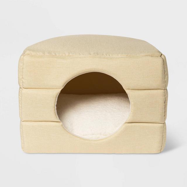 Collapsible Cave Dog Bed - S - Wheat/Yellow - Boots & Barkley™