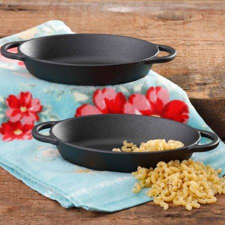 The Pioneer Woman Timeless Beauty Pre-Seasoned Plus Cast Iron Mini Au Gratin Set, Set of 2